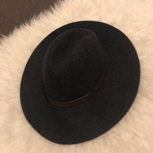 Jcrew hat s/m. Dark grey with brown leather trim